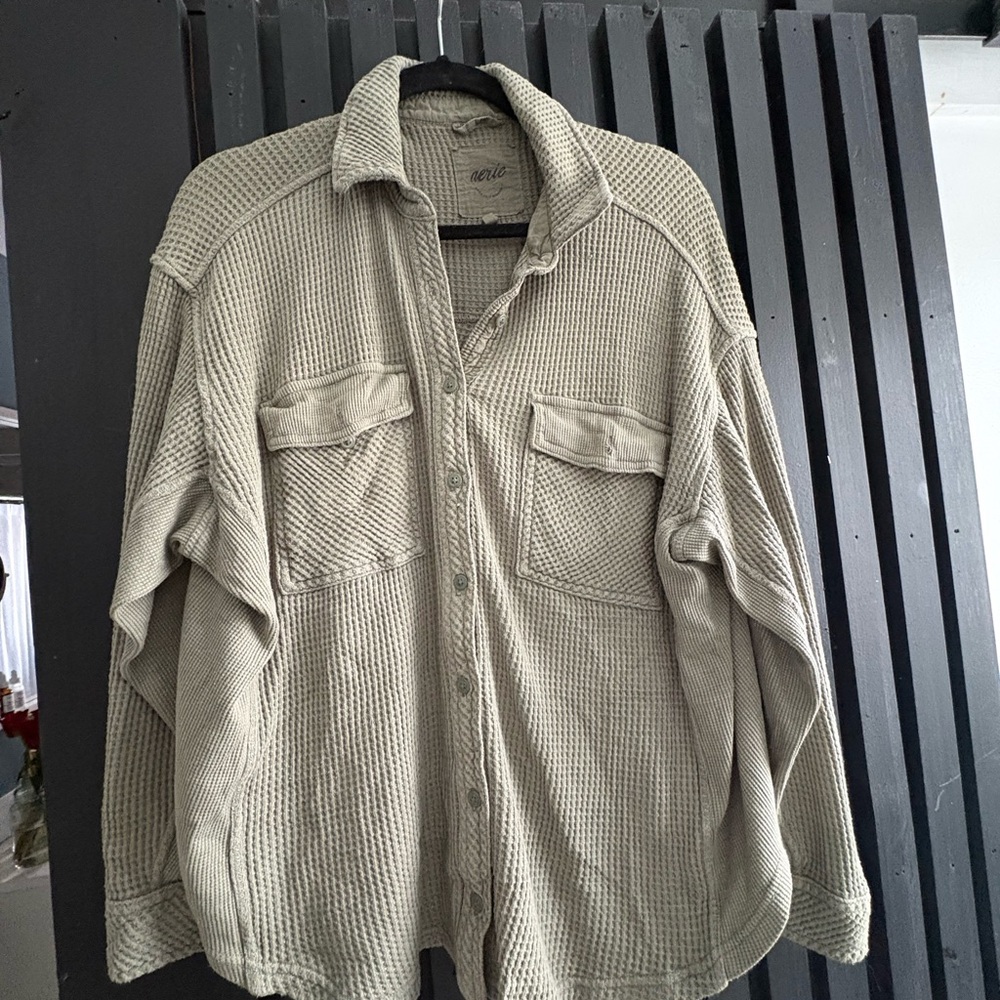 Wrangler Men's Light Tan Waffle Knit Shirt Jacket